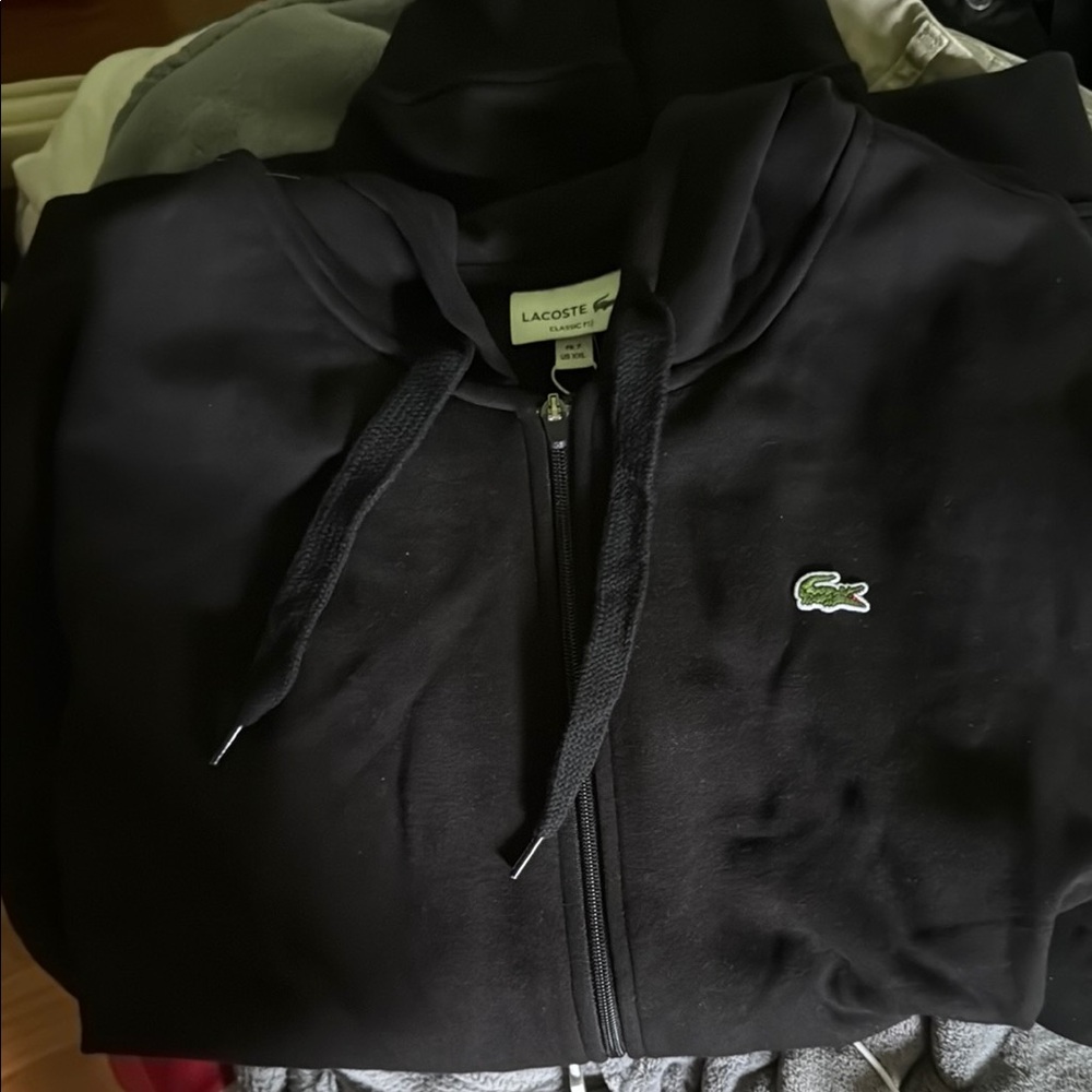 Lacoste Classic Black Zip-Up Hoodie